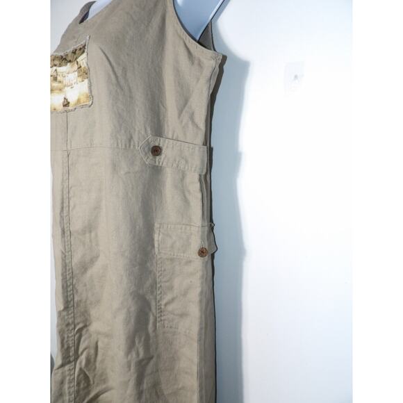 Portraits By Northern Isles Size 10 Maxi Dress Linen Khaki Lagenlook 90s Village - Picture 11 of 11